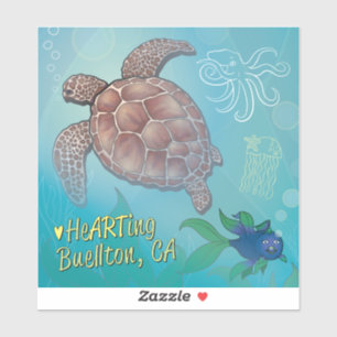 Vinyl Sticker - Turtle Swim - Buellton.Art 