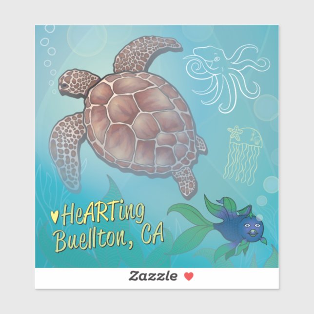 Vinyl Sticker - Turtle Swim - Buellton.Art  (Sheet)