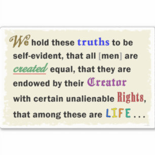 Vinyl sticker with a declaration.