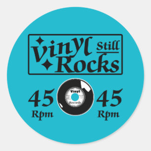 Vinyl Still Rocks 45 RPM Classic Round Sticker