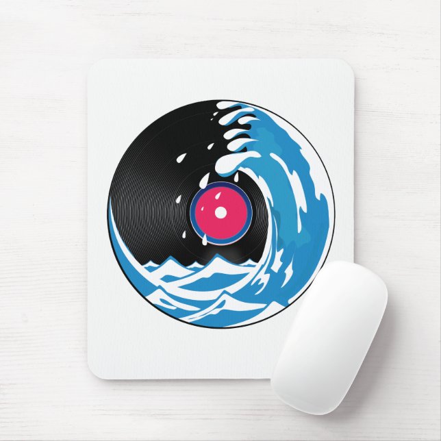 Vinyl Wave Mouse Mat (With Mouse)