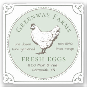 Vinyl Window Sticker FRESH EGGS with HEN