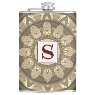 Vinyl wrapped custom hip flask sepia psychedelia