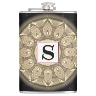 Vinyl wrapped custom hip flask sepia psychedelia
