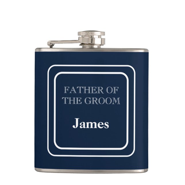 Vinyl Wrapped Flask-Father Of Groom Hip Flask (Front)