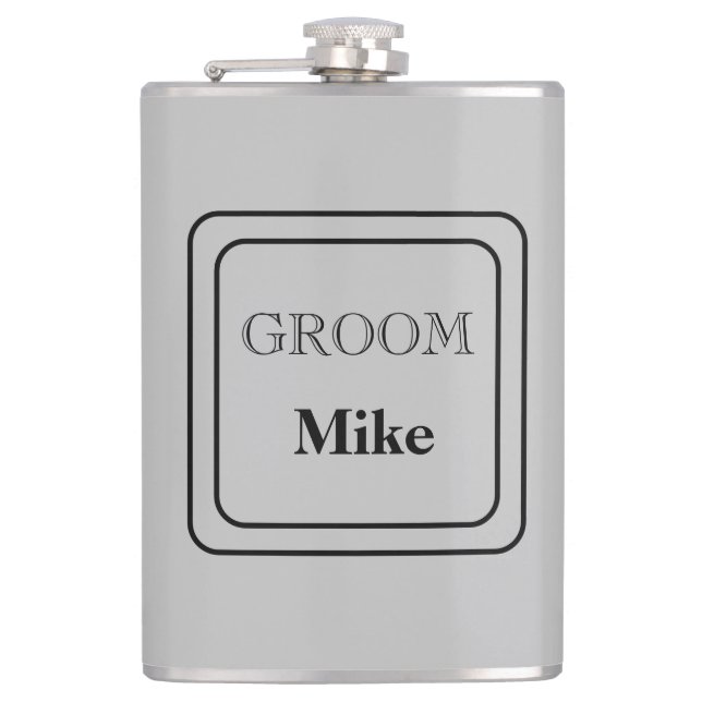 Vinyl Wrapped Flask-Groom Hip Flask (Front)