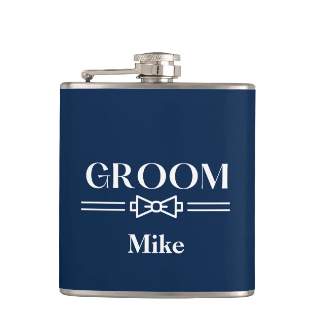 Vinyl Wrapped Flask-Groom Hip Flask (Front)