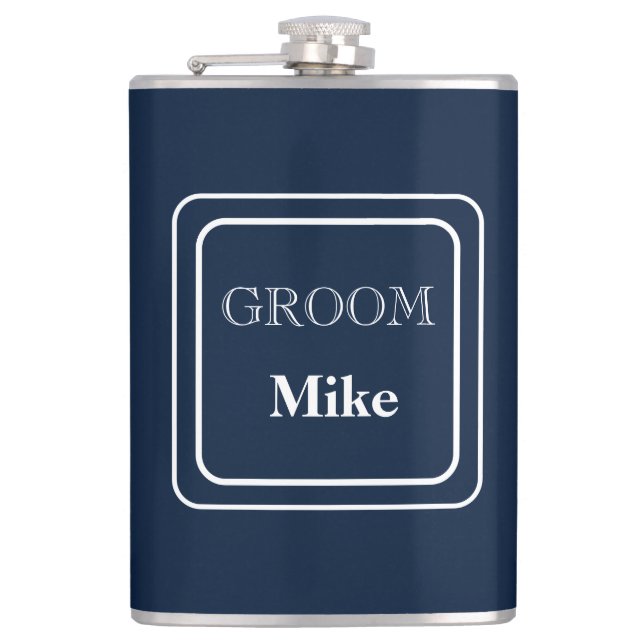 Vinyl Wrapped Flask-Groom Hip Flask (Front)