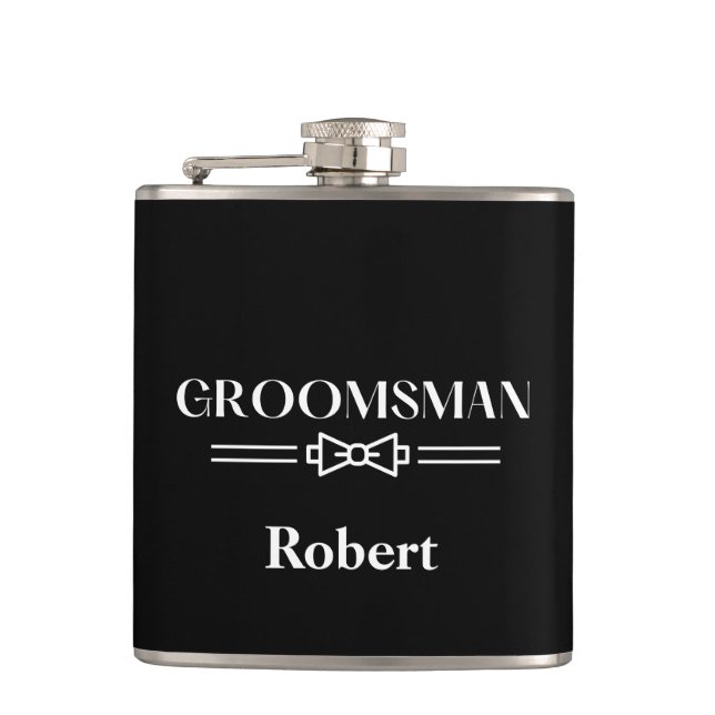 Vinyl Wrapped Flask-Groomsman Hip Flask (Front)