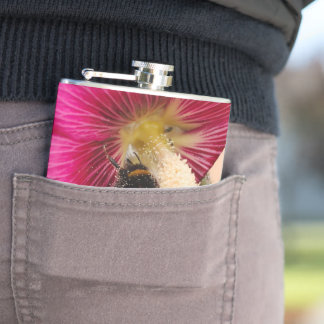 Vinyl wrapped flask Hollyhock bumble bee