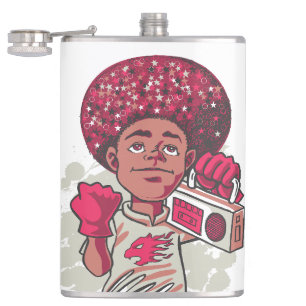 Vinyl Wrapped Flask – YOUTH Power Afro & Boombox 