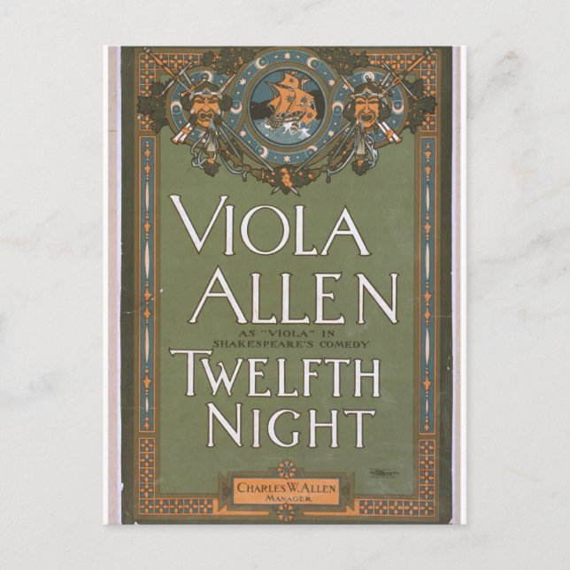 Viola Allen, 'Twelfth Night' Vintage Theatre Postcard (Front)