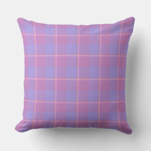 Viola and Dull Lavender Plaid Purple Pink Cushion
