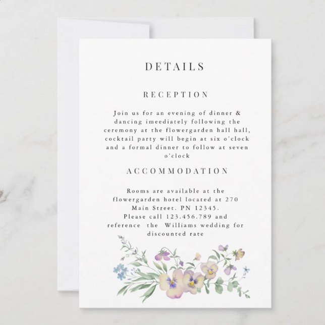 Viola Eucalypt floral Wedding Detail invitation (Creator Uploaded)
