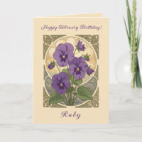 Viola February Birthday Flowers Art Nouveau Style