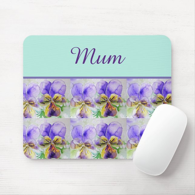 Viola Flower Aqua Stripe floral Mum Mothers Day Mouse Mat (With Mouse)