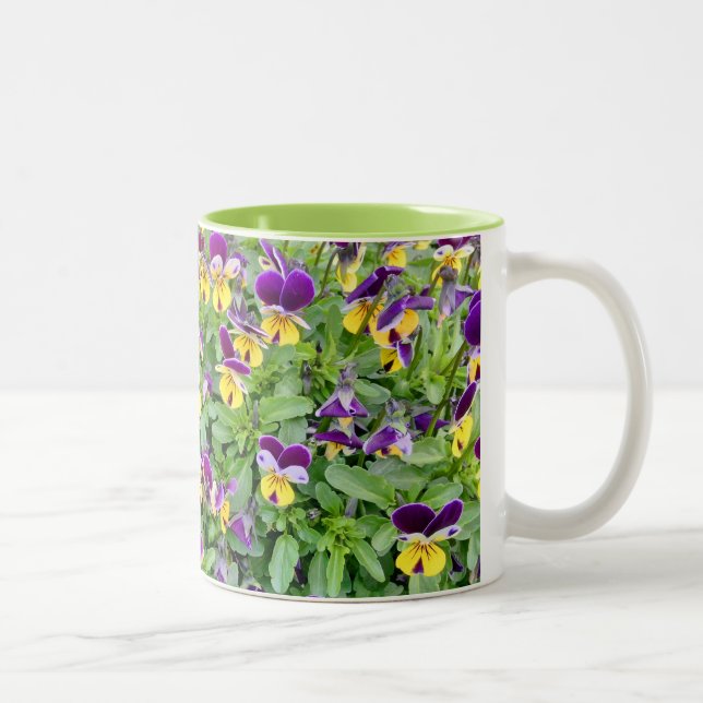 Viola Flowers in Spring Two-Tone Coffee Mug (Right)
