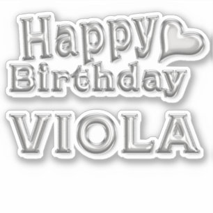 Viola Happy Birthday silver Sticker
