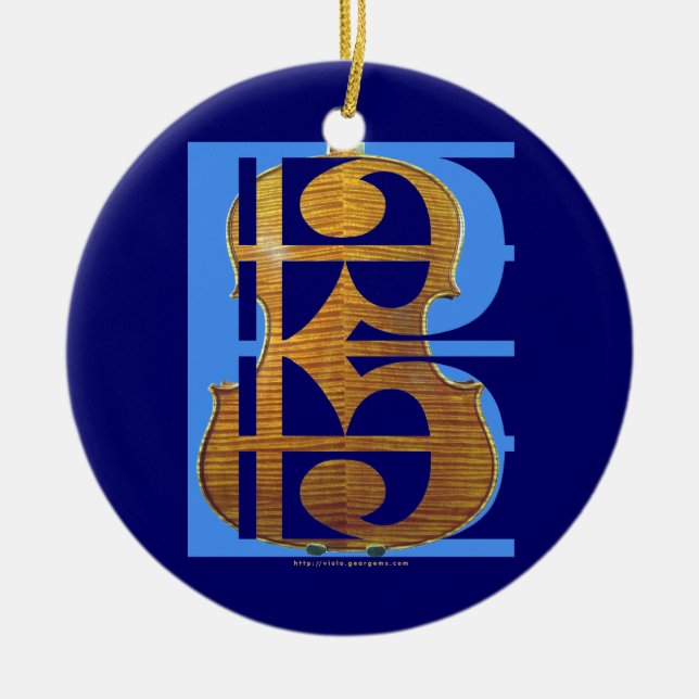 Viola in Alto Clef Ceramic Tree Decoration (Front)