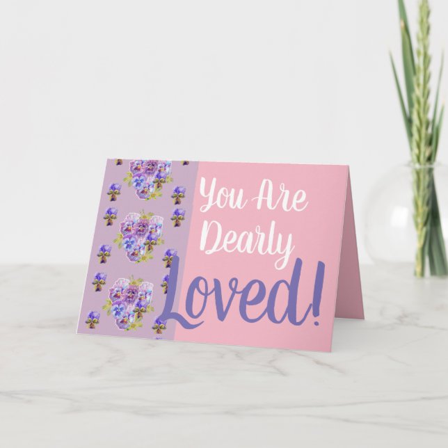 Viola Lilac Purple flowers You are Loved Card (Front)