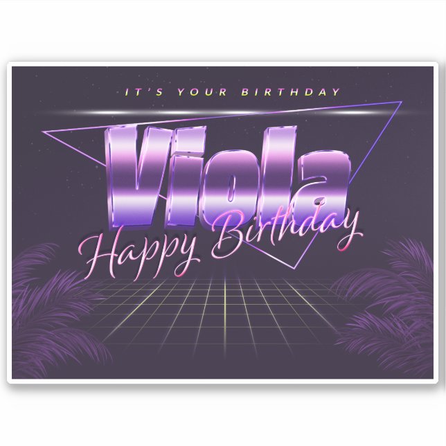 Viola Name First name lila retro Sticker Birthday (Front)