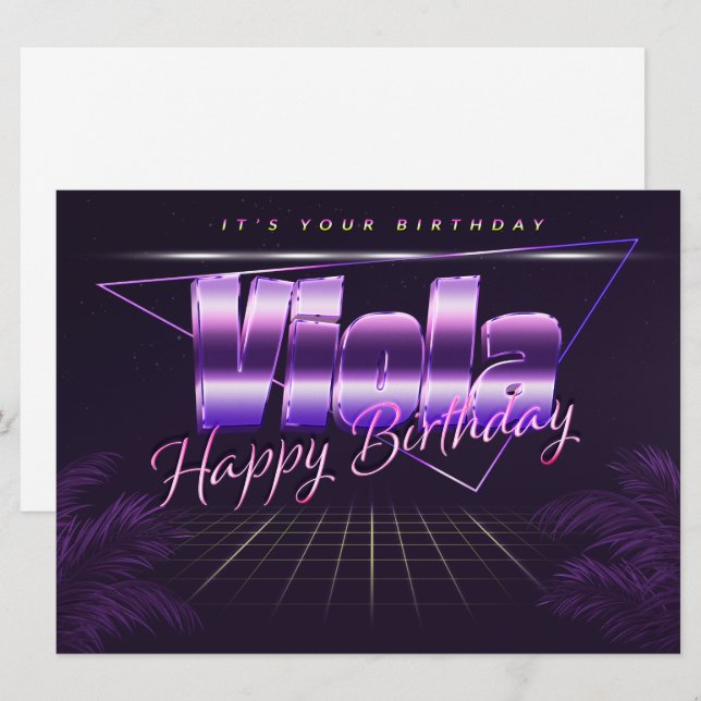Viola Name First Name pura retro card Birthday (Front/Back)