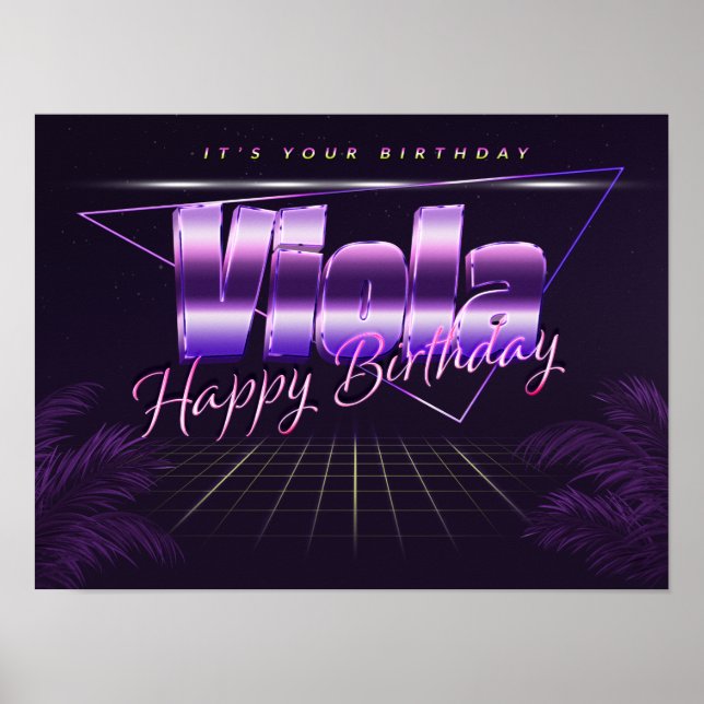 Viola Name Vorname lila retro Poster Geburtstag (Front)