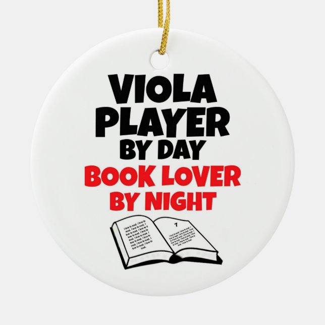 Viola Player by Day Book Lover by Night Ceramic Tree Decoration (Front)