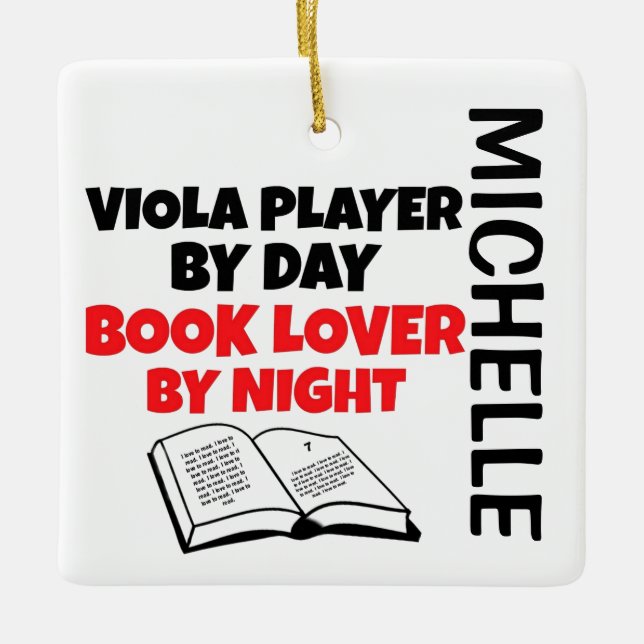 Viola Player loves Reading CUSTOM Ceramic Ornament (Front)