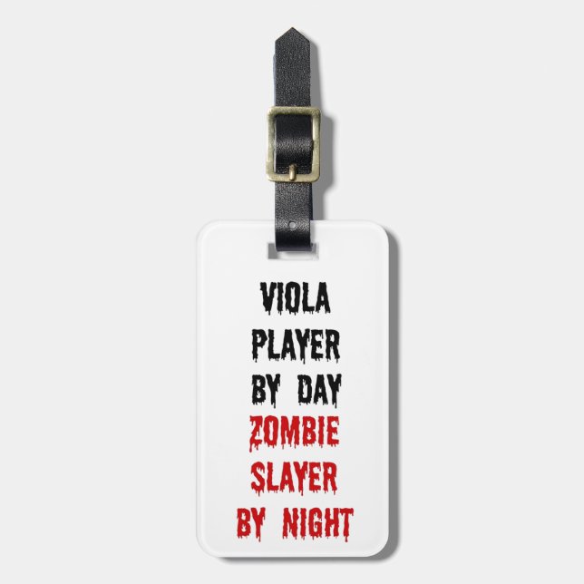 Viola Player Zombie Slayer Luggage Tag (Front Vertical)