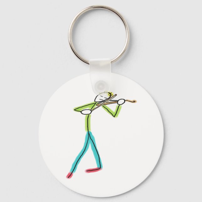 Viola Playing Stickman Key Ring (Front)