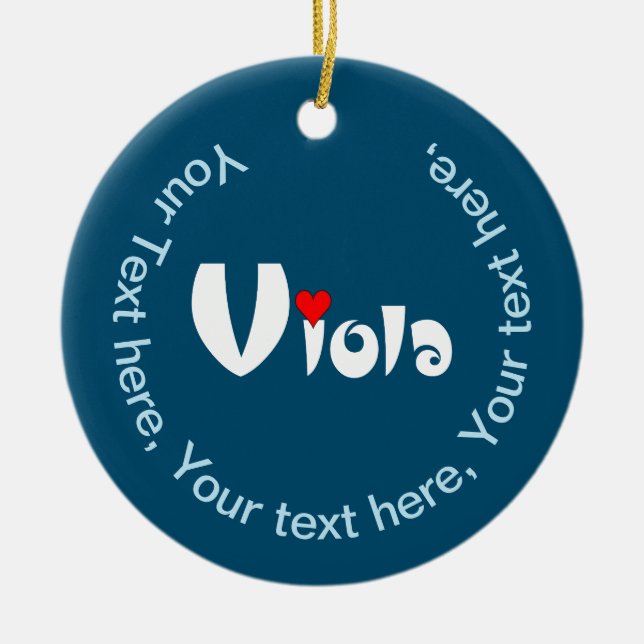 Viola Small Heart Ceramic Tree Decoration (Front)