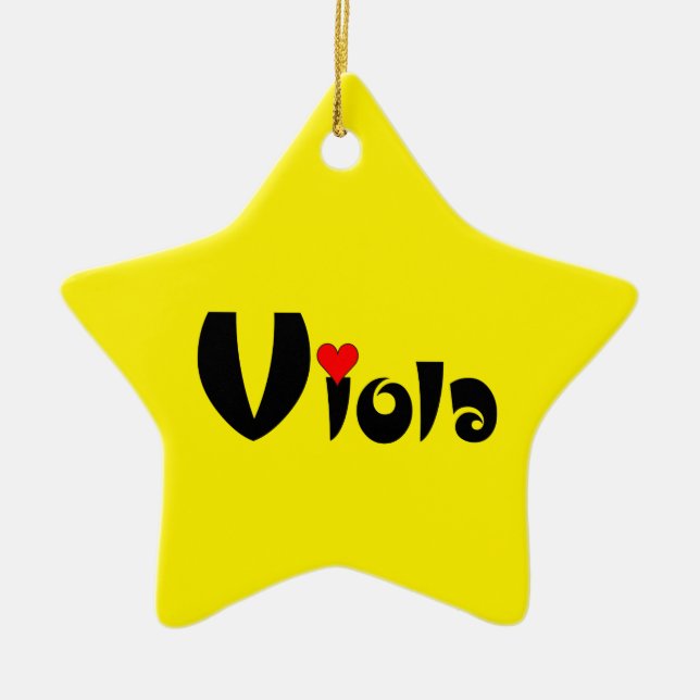 Viola Small Heart Ceramic Tree Decoration (Front)