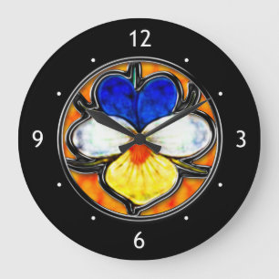 Viola Stained Glass Inset Large Clock