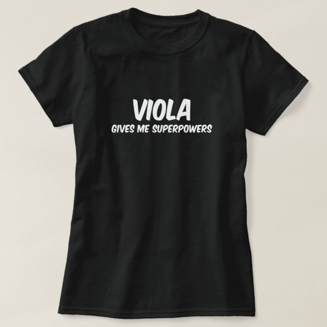 Viola Superpowers Funny Superhero Music T-Shirt (Design Front)