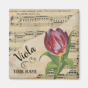 Viola Tulip Vintage Sheet Music Customized Magnet