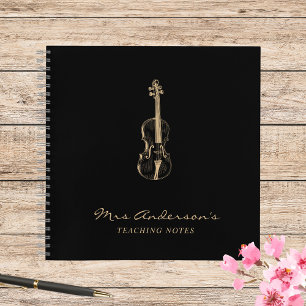 Viola Violin Teacher Black Music Elegant Notebook