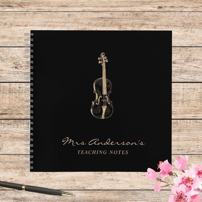 Viola Violin Teacher Black Music Elegant Notebook (Creator Uploaded)
