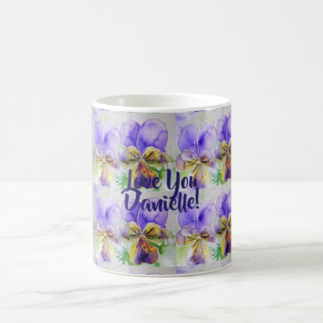 Viola Watercolor Flowers Floral Love Ladies Mug (Center)