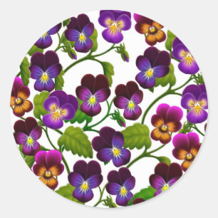Violas and Pansies Floral Classic Round Sticker