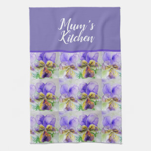 Violas Floral Purple Yellow Viola Violet Pattern Tea Towel