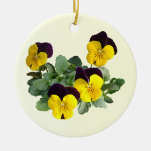 Violas Sorbet Yellow Jump Up Ceramic Tree Decoration