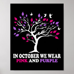Violence Breast Cancer Awareness Month Ribbon Tree Poster