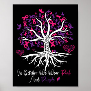 Violence Breast Cancer Awareness Month Ribbon Tree Poster