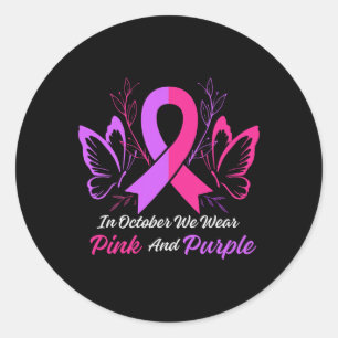 Violence Tee Breast Cancer Awareness Month Ribbon Classic Round Sticker
