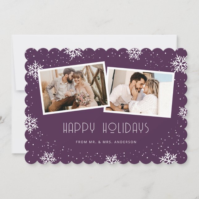 Violet 2 Photo Newlywed Happy Holidays Card (Front)