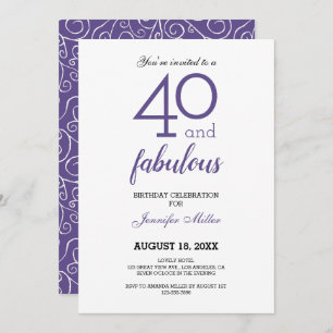 Violet 40 and Fabulous Birthday Invitation