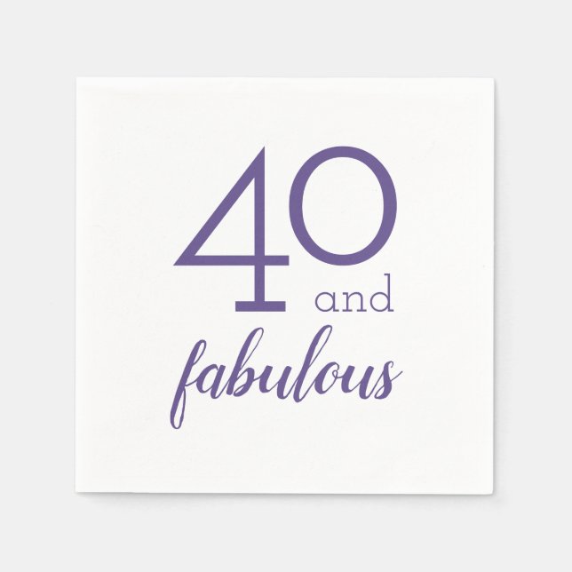 Violet 40 & Fabulous Birthday Party Paper Napkins (Front)