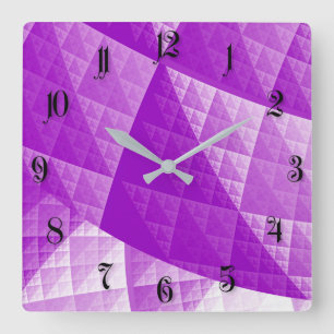Violet abstract pattern square wall clock