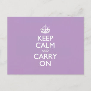 Violet African Keep Calm And Carry On White Text Postcard